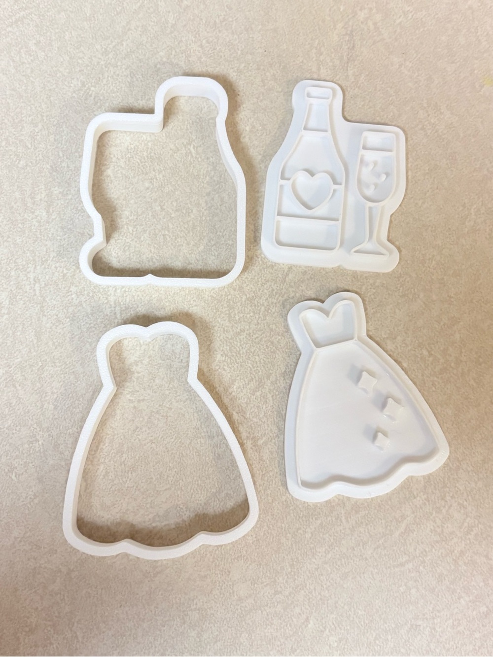 White Wedding Dress & Champagne Cookie Cutter Set - Home Party Supplies